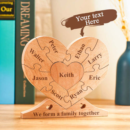 personalized wooden heart puzzle family name decor