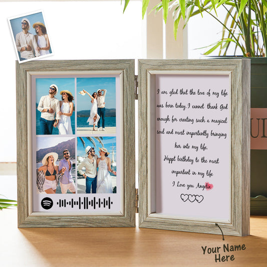 Scannable Spotify photo frame custom engraved wooden gifts