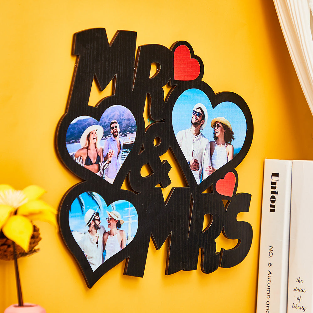 custom mr & mrs photo frame personalized wall decoration