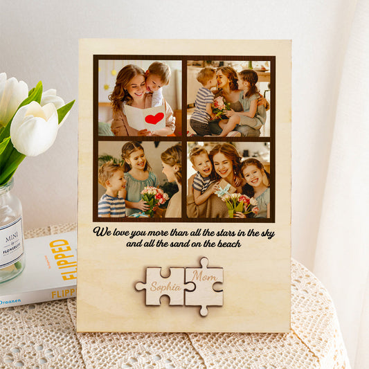 personalized wooden photo puzzle sign family member gift for mom