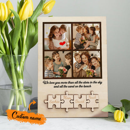 personalized wooden photo puzzle sign family member gift for mom