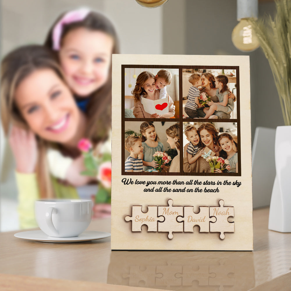 personalized wooden photo puzzle sign family member gift for mom