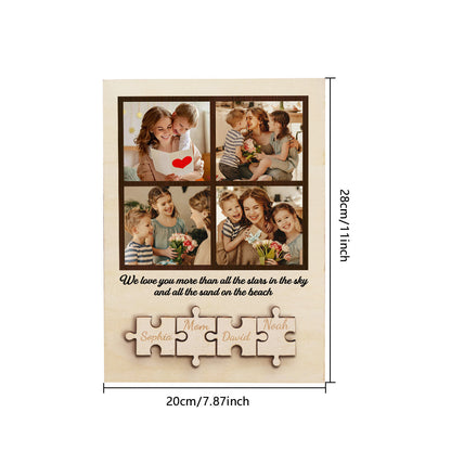 personalized wooden photo puzzle sign family member gift for mom