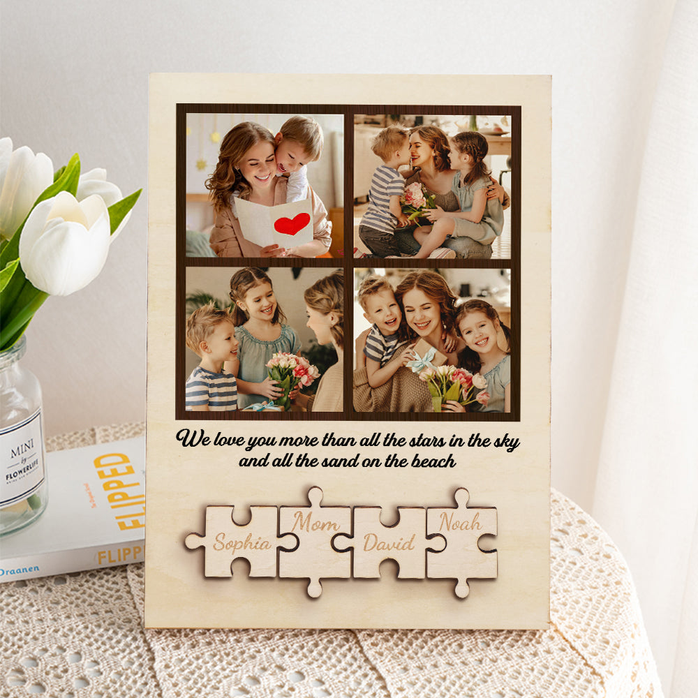 personalized wooden photo puzzle sign family member gift for mom