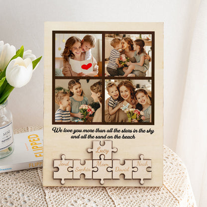 personalized wooden photo puzzle sign family member gift for mom