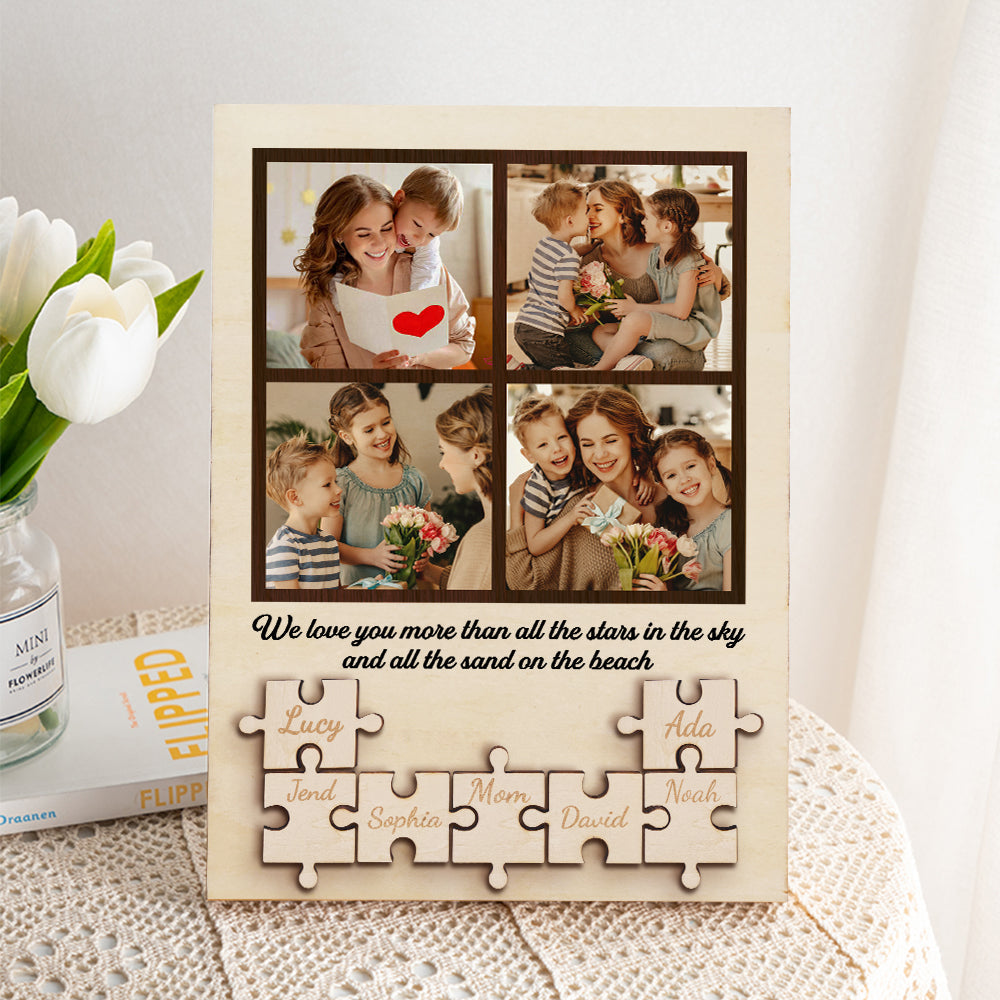 personalized wooden photo puzzle sign family member gift for mom