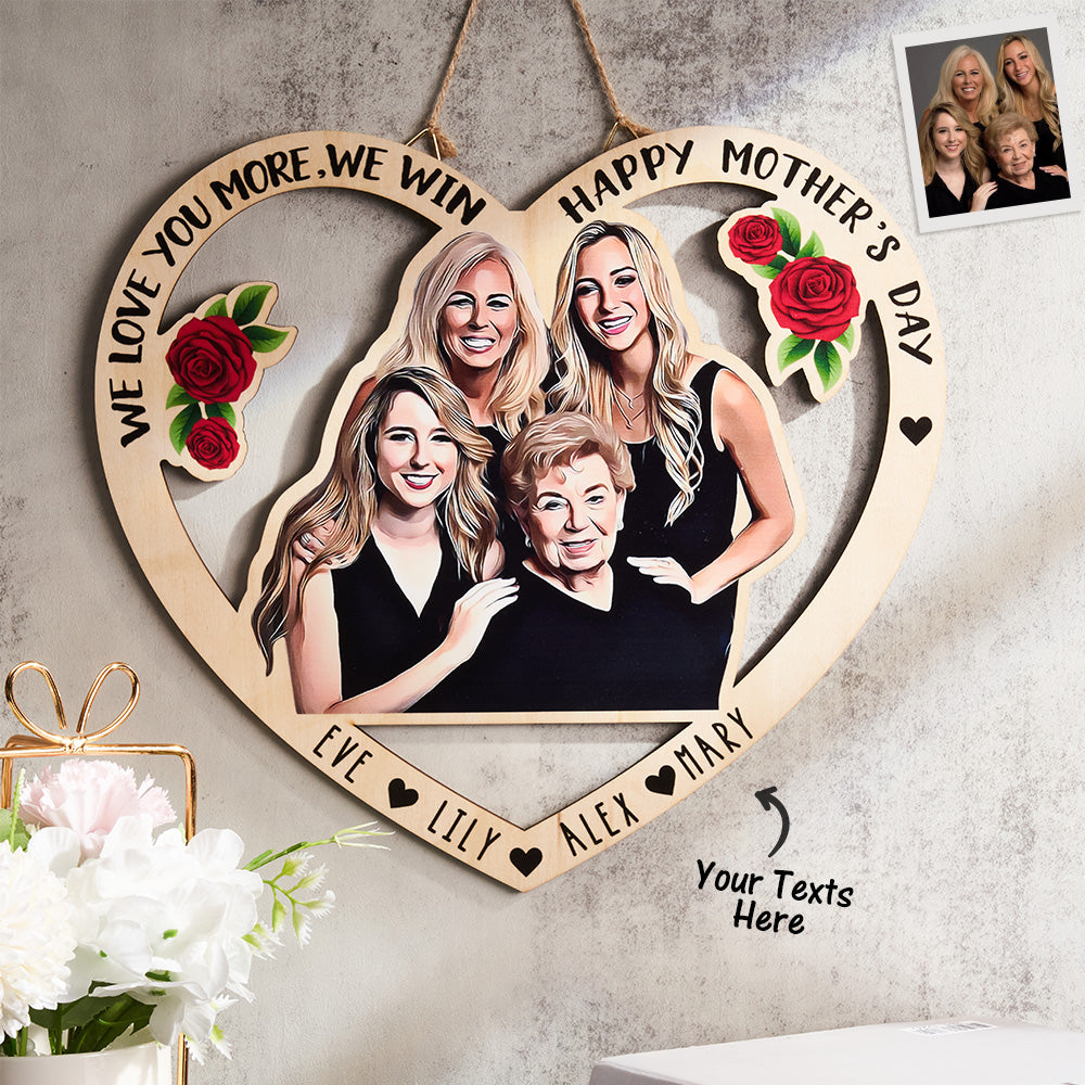 custom photo engraved heart pendant mothers day gift