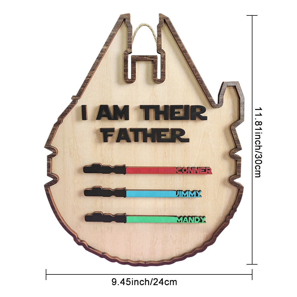 personalized light saber plaque wooden sign father's day gift