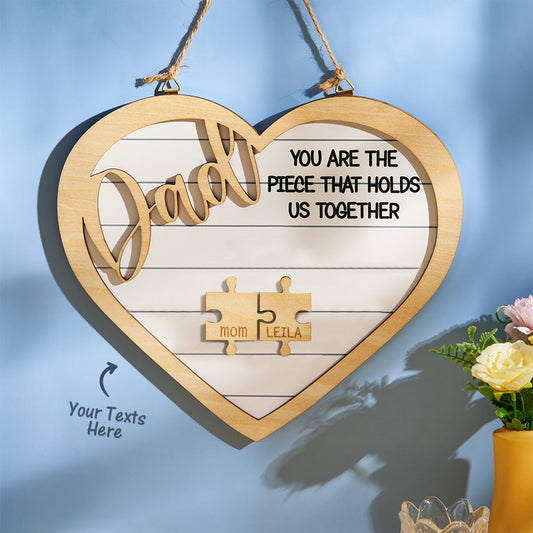 custom engraved heart puzzle pieces ornament gift for dad
