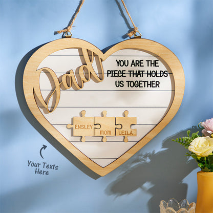 custom engraved heart puzzle pieces ornament gift for dad