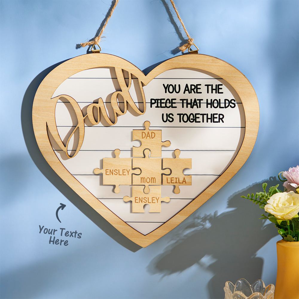 custom engraved heart puzzle pieces ornament gift for dad