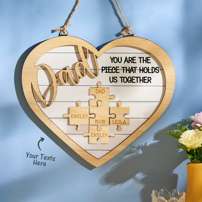 custom engraved heart puzzle pieces ornament gift for dad