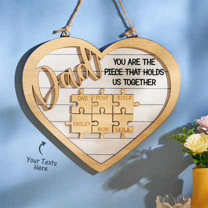 custom engraved heart puzzle pieces ornament gift for dad