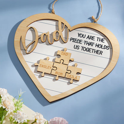 custom engraved heart puzzle pieces ornament gift for dad