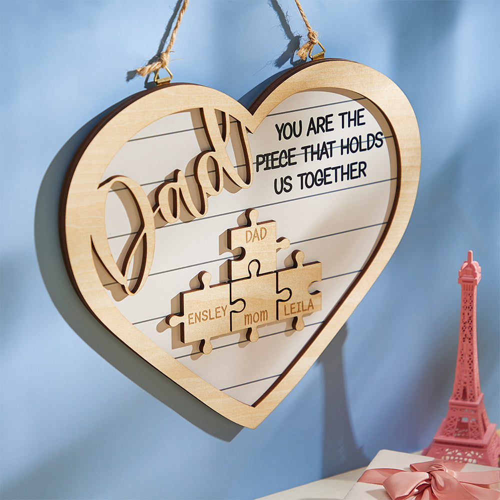 custom engraved heart puzzle pieces ornament gift for dad