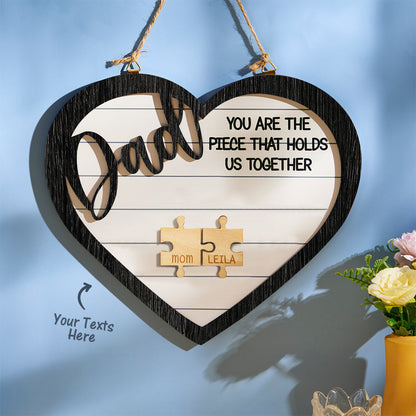 custom engraved heart puzzle pieces ornament gift for dad