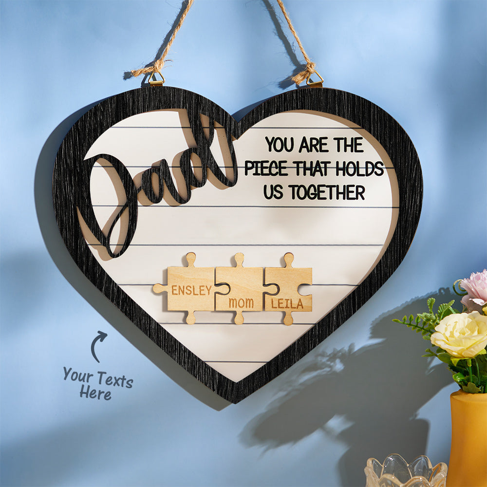 custom engraved heart puzzle pieces ornament gift for dad