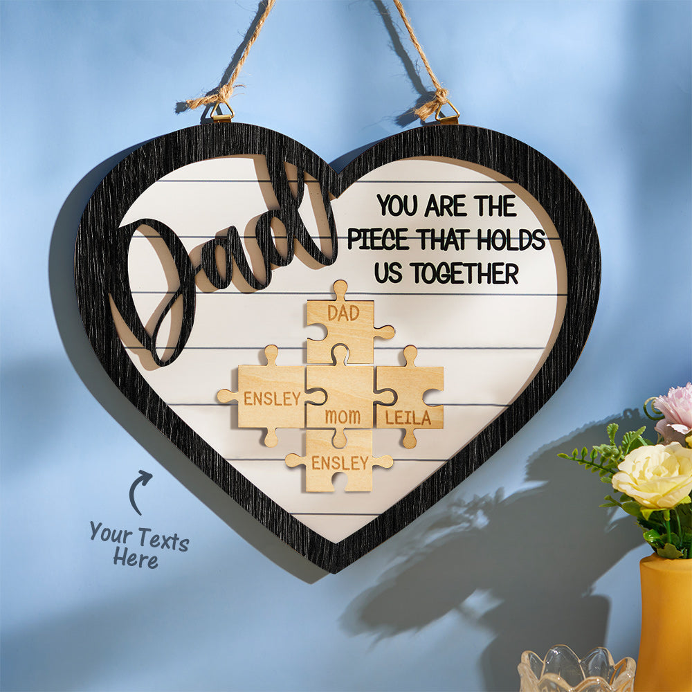 custom engraved heart puzzle pieces ornament gift for dad