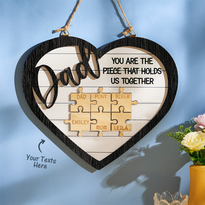 custom engraved heart puzzle pieces ornament gift for dad