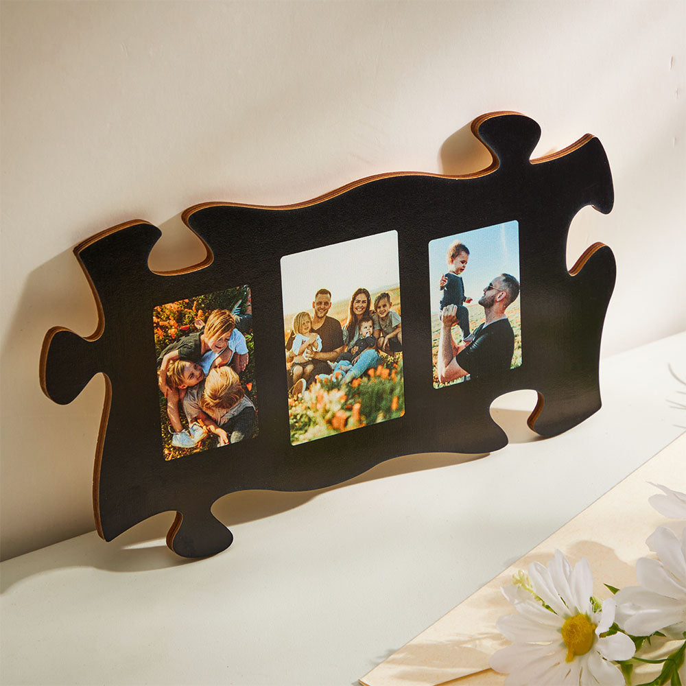 custom photo black puzzle piece wall sign
