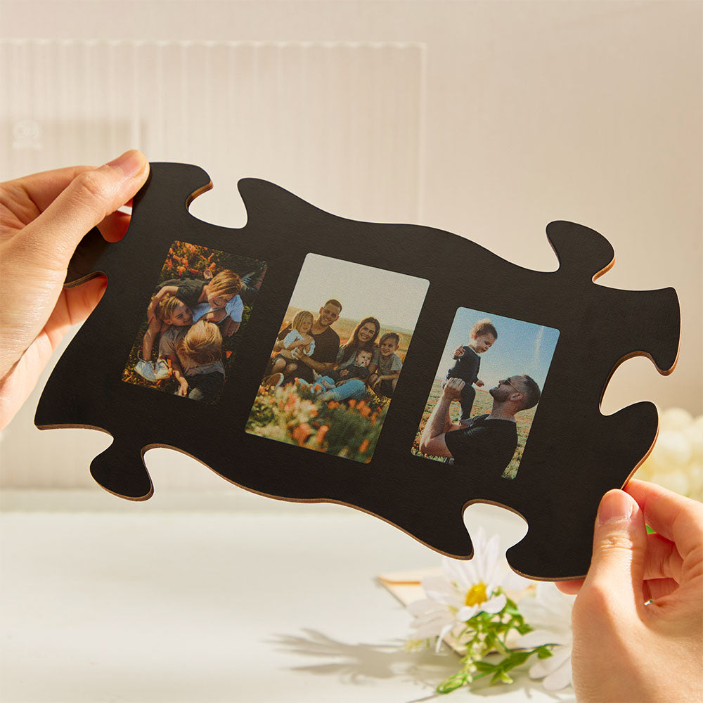 custom photo black puzzle piece wall sign