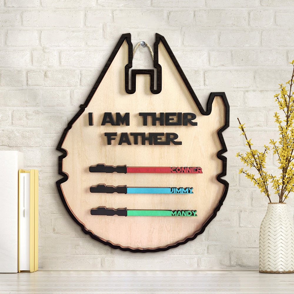 personalized light saber plaque wooden sign father's day gift