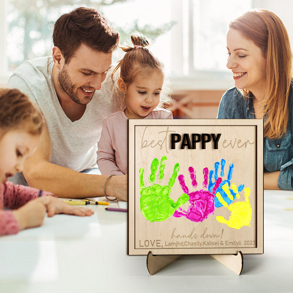 custom wooden handprint sign personalized father's day plaque