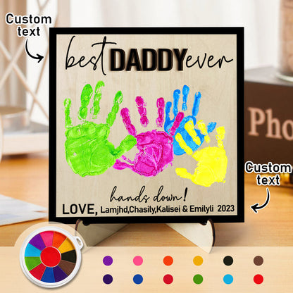 custom wooden handprint sign personalized father's day plaque