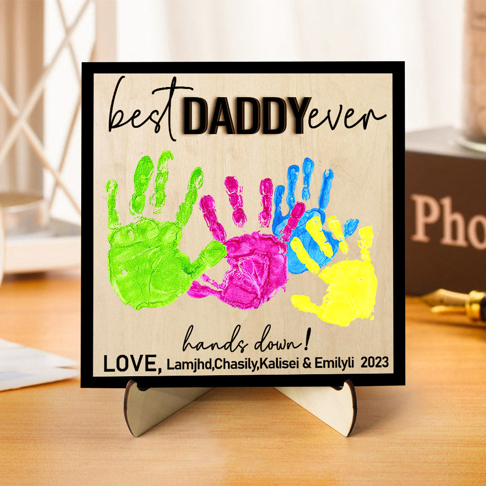 custom wooden handprint sign personalized father's day plaque