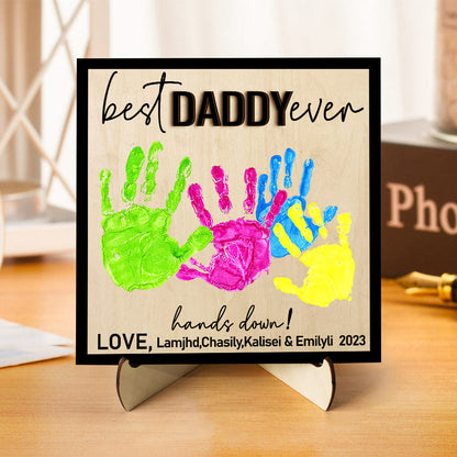 custom wooden handprint sign personalized father's day plaque