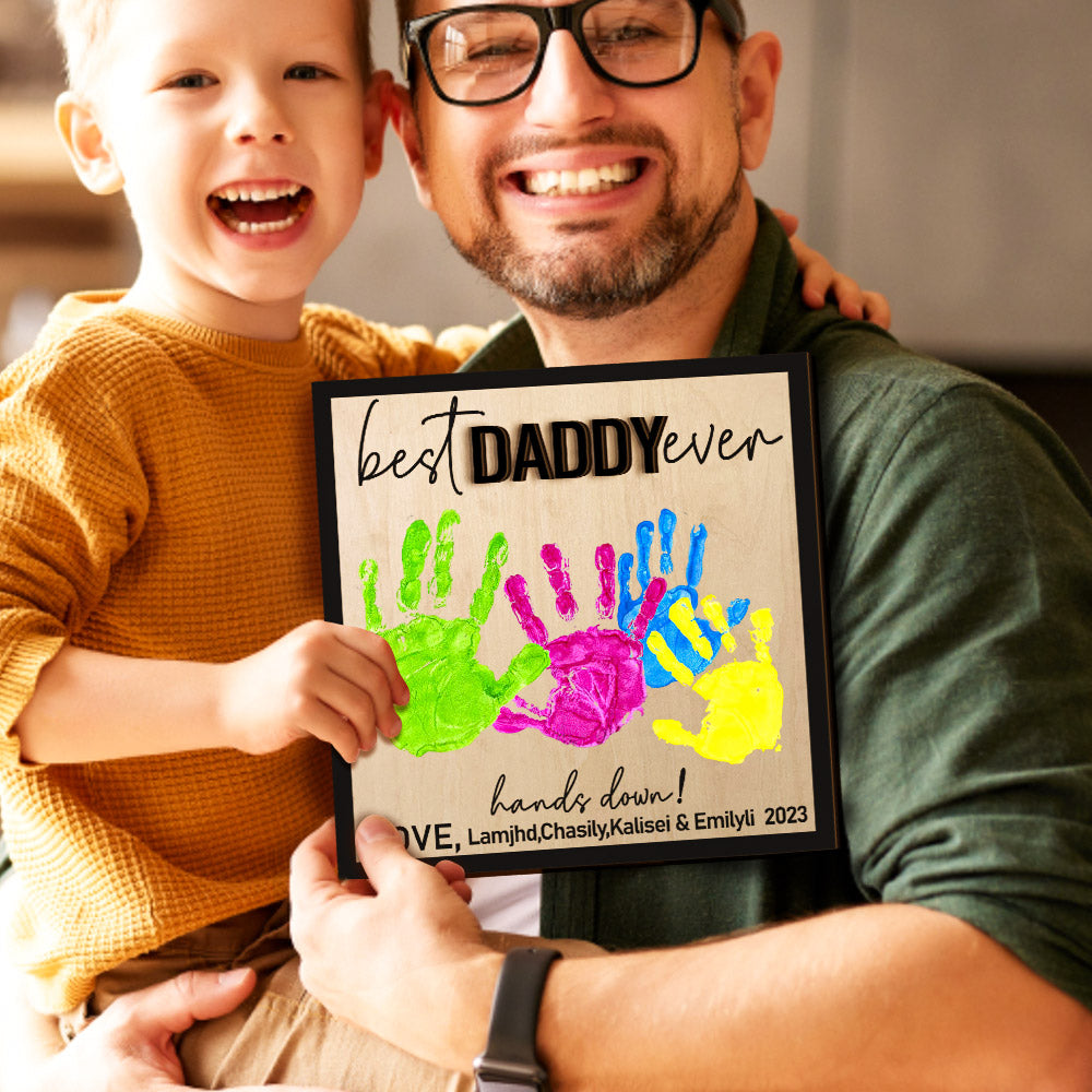 custom wooden handprint sign personalized father's day plaque