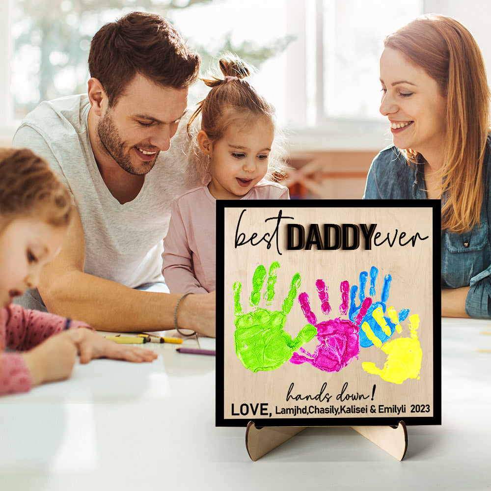 custom wooden handprint sign personalized father's day plaque