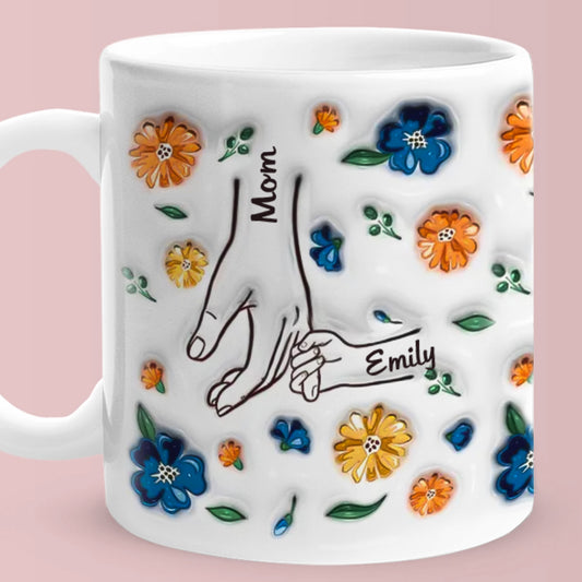 hold my hand personalized 3d mug gift for mom grandma