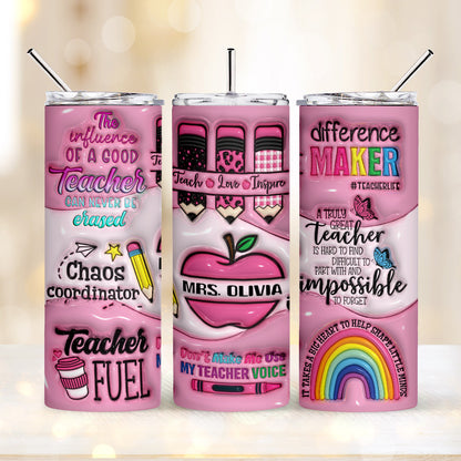 personalized 3d apple pencil tumbler back to school teacher gift