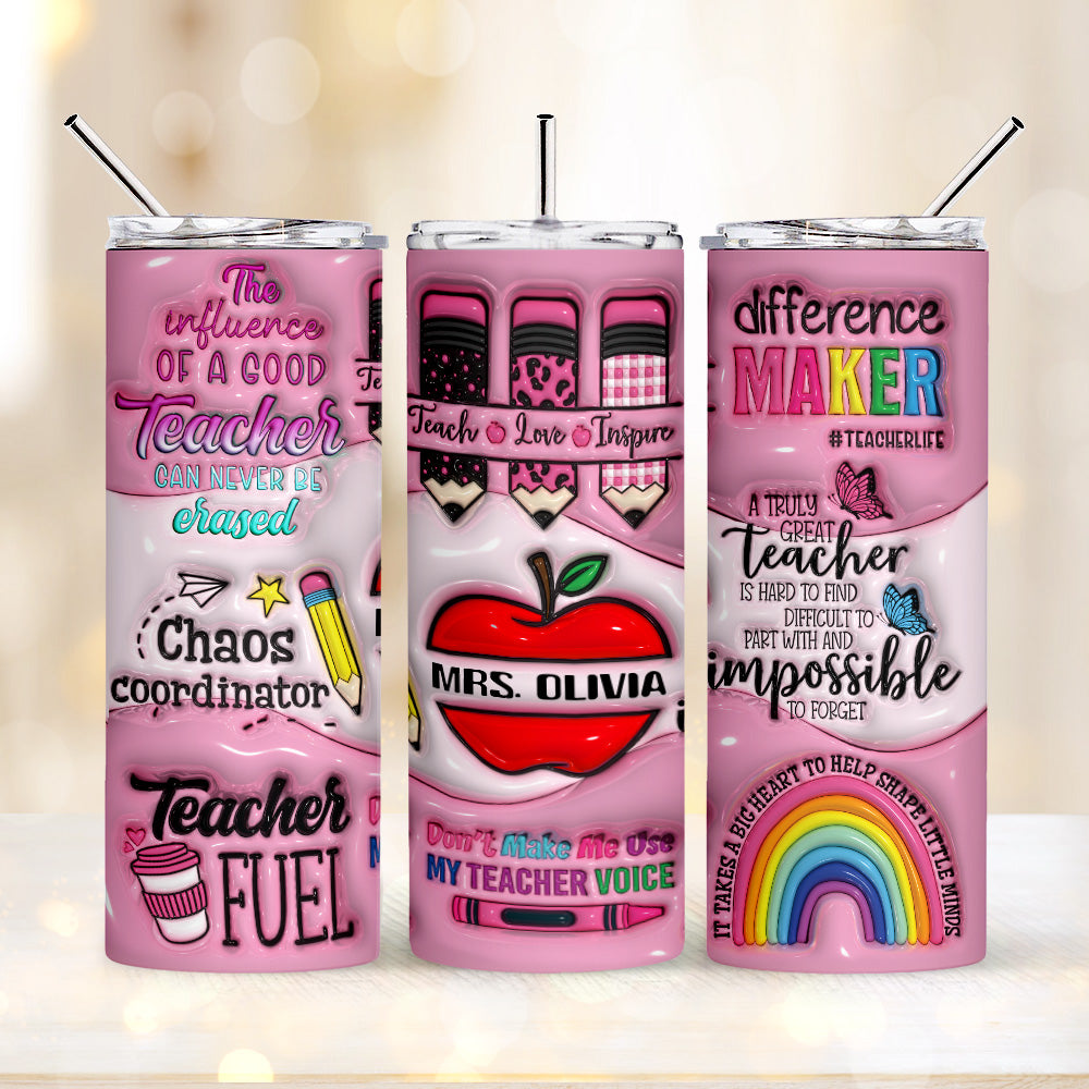 personalized 3d apple pencil tumbler back to school teacher gift