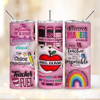 personalized 3d apple pencil tumbler back to school teacher gift