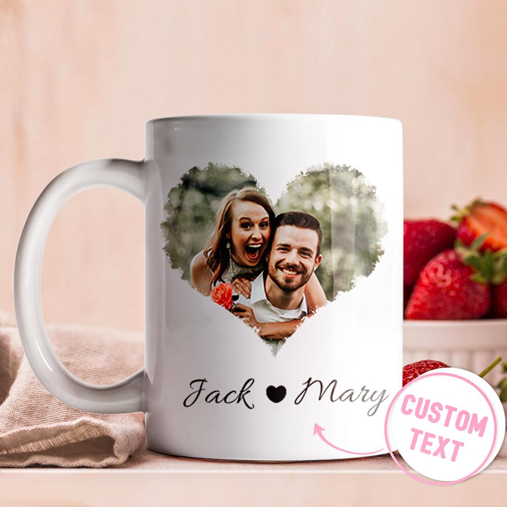 personalized couple heart photo mug custom gift