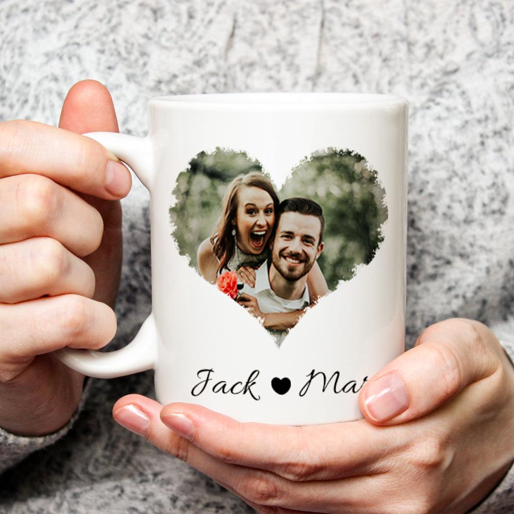 personalized couple heart photo mug custom gift