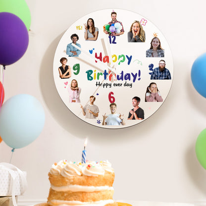 personalized happy birthday pvc wall clock custom photo engraving