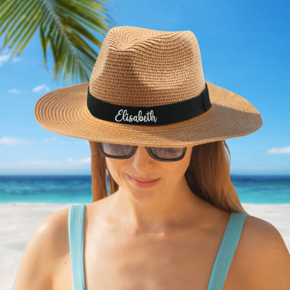 personalized straw fedora hat custom beach hat gift for bridesmaids