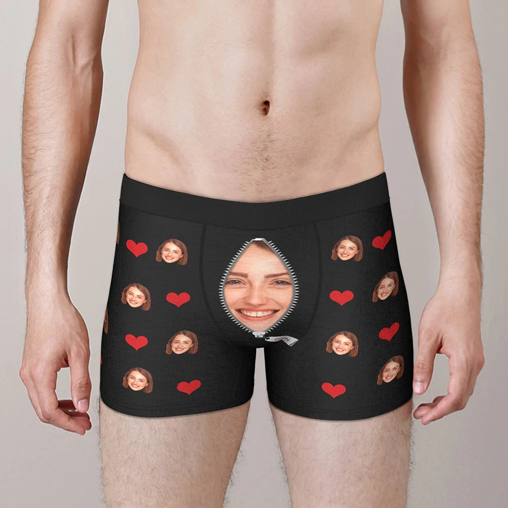 custom love heart boxer briefs gift for him underwear