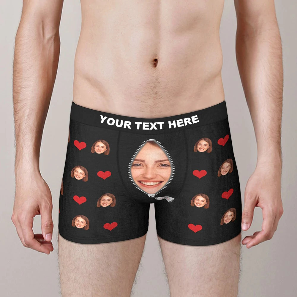 custom love heart boxer briefs gift for him underwear