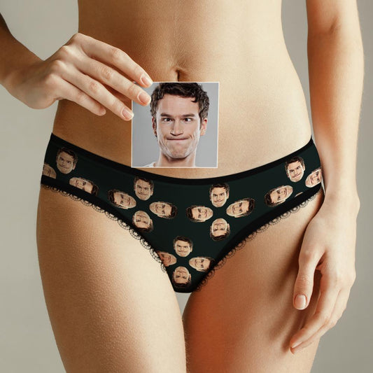 Personalized custom face underwear for her in multiple colors, perfect Valentine's gift.