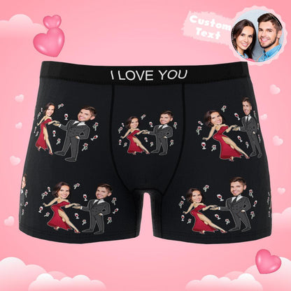 Custom face boxer briefs dancing couple men's underwear.