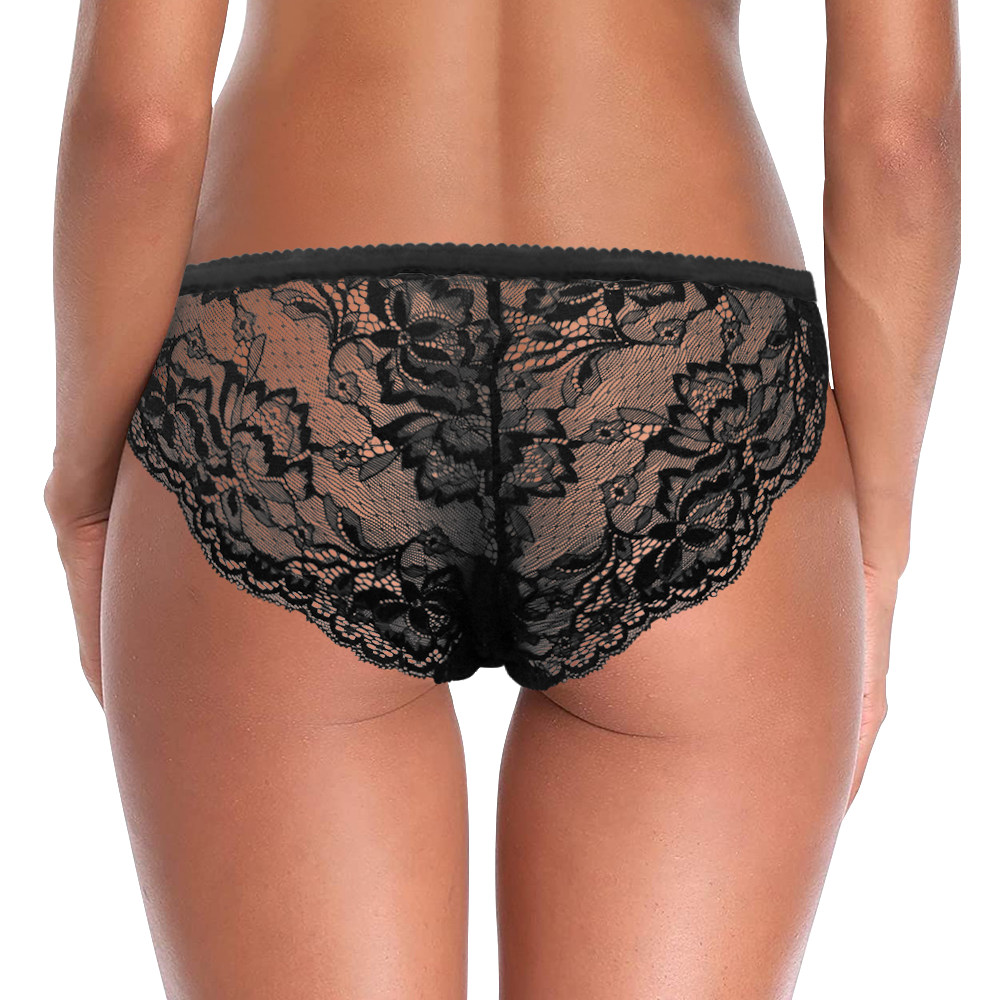 custom face zipper black lace panties sexy underwear