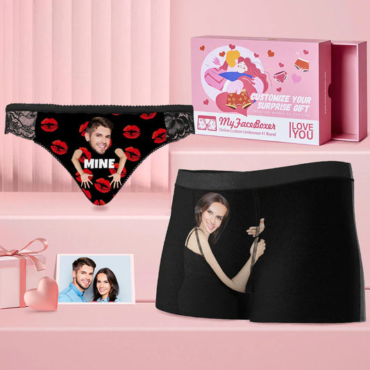 Custom face matching underwear for couples, Valentine's Day gift.