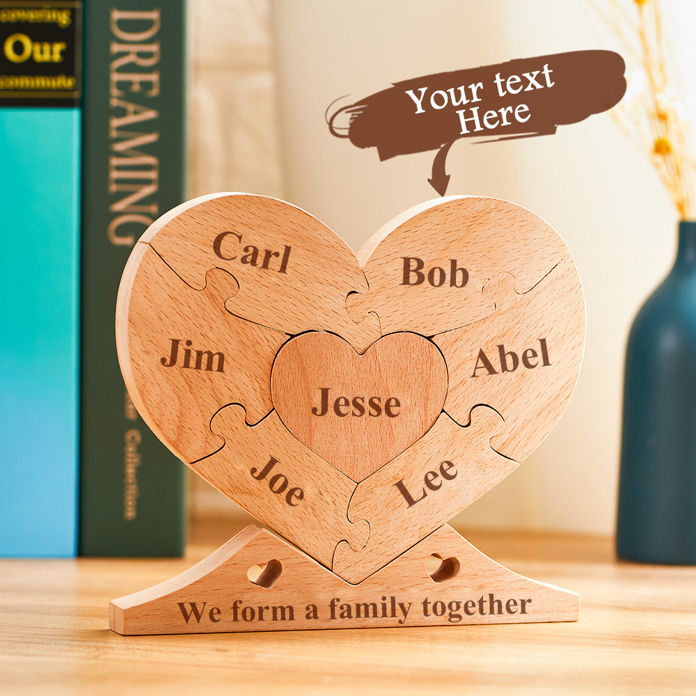 personalized wooden heart puzzle family name decor