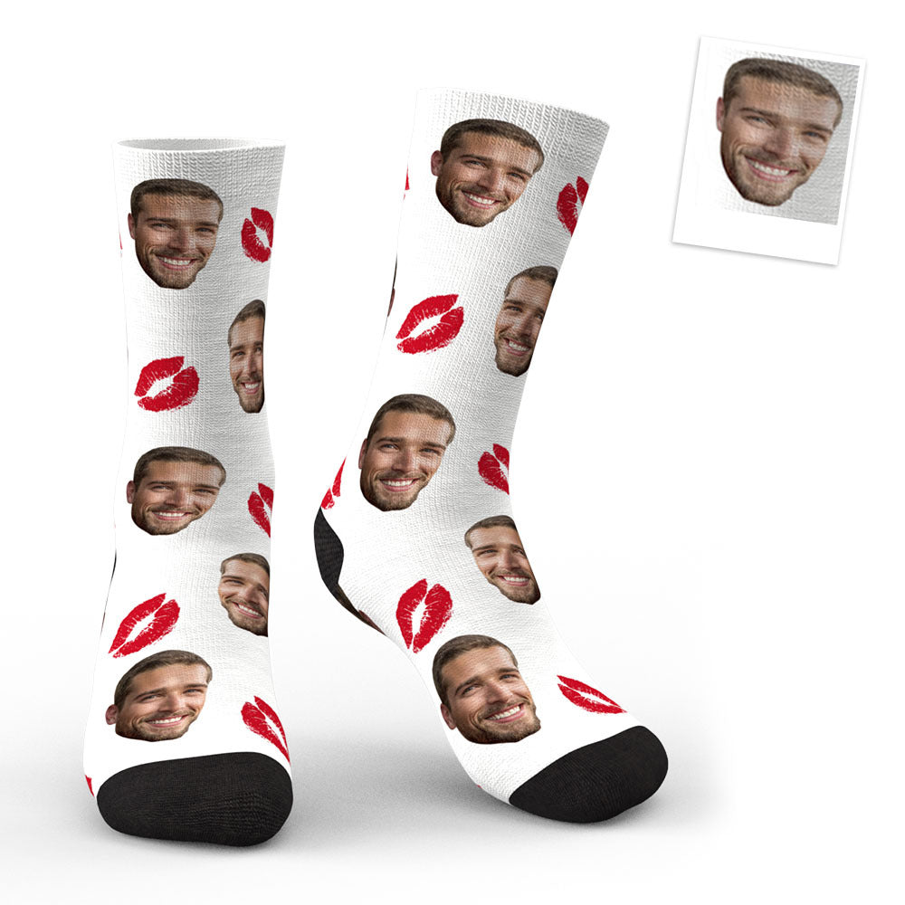 Custom face socks red lips socks for children and adults.