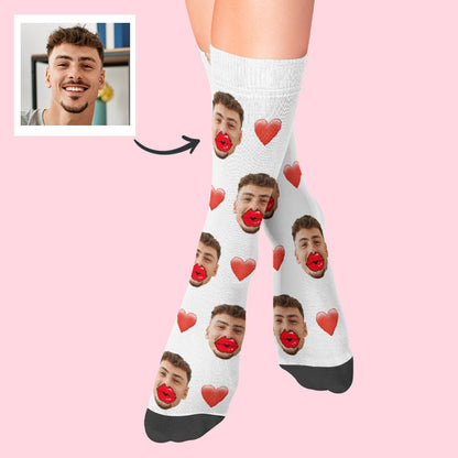 custom face socks personalized unisex socks heart red lips