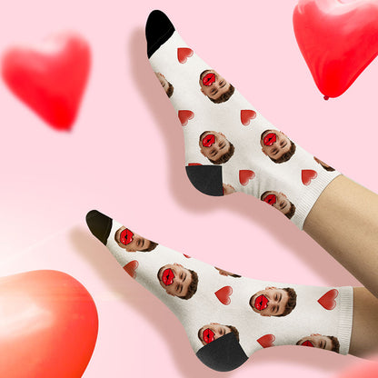 custom face socks personalized unisex socks heart red lips